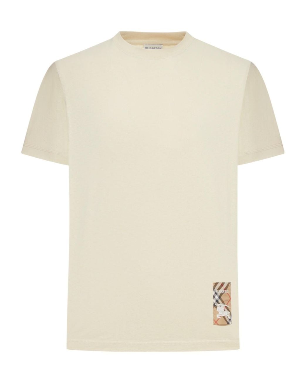 Burberry White Check Label Crewneck T-Shirt for men