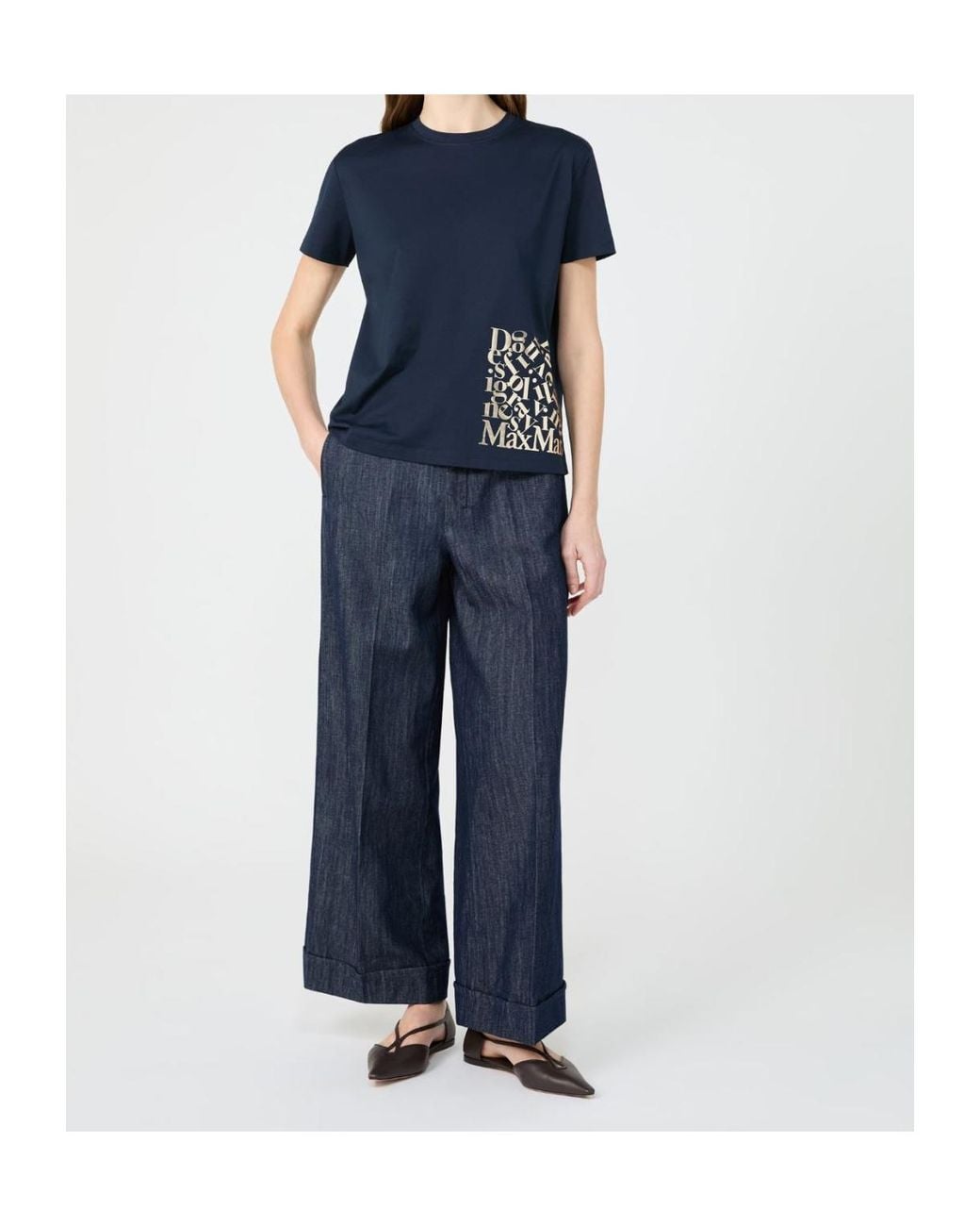 Max Mara Blue Edile Logo Printed Crewneck T-Shirt