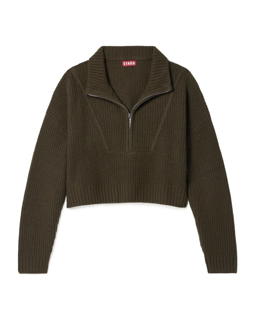 Staud Green Cashmere Short Sweater