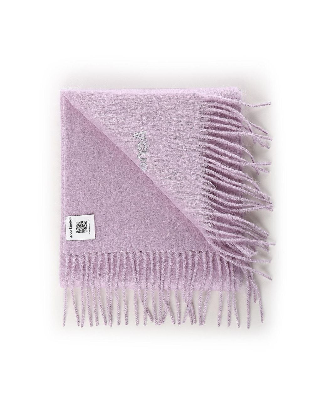 Acne Purple Logo Detail Fringed Scarf