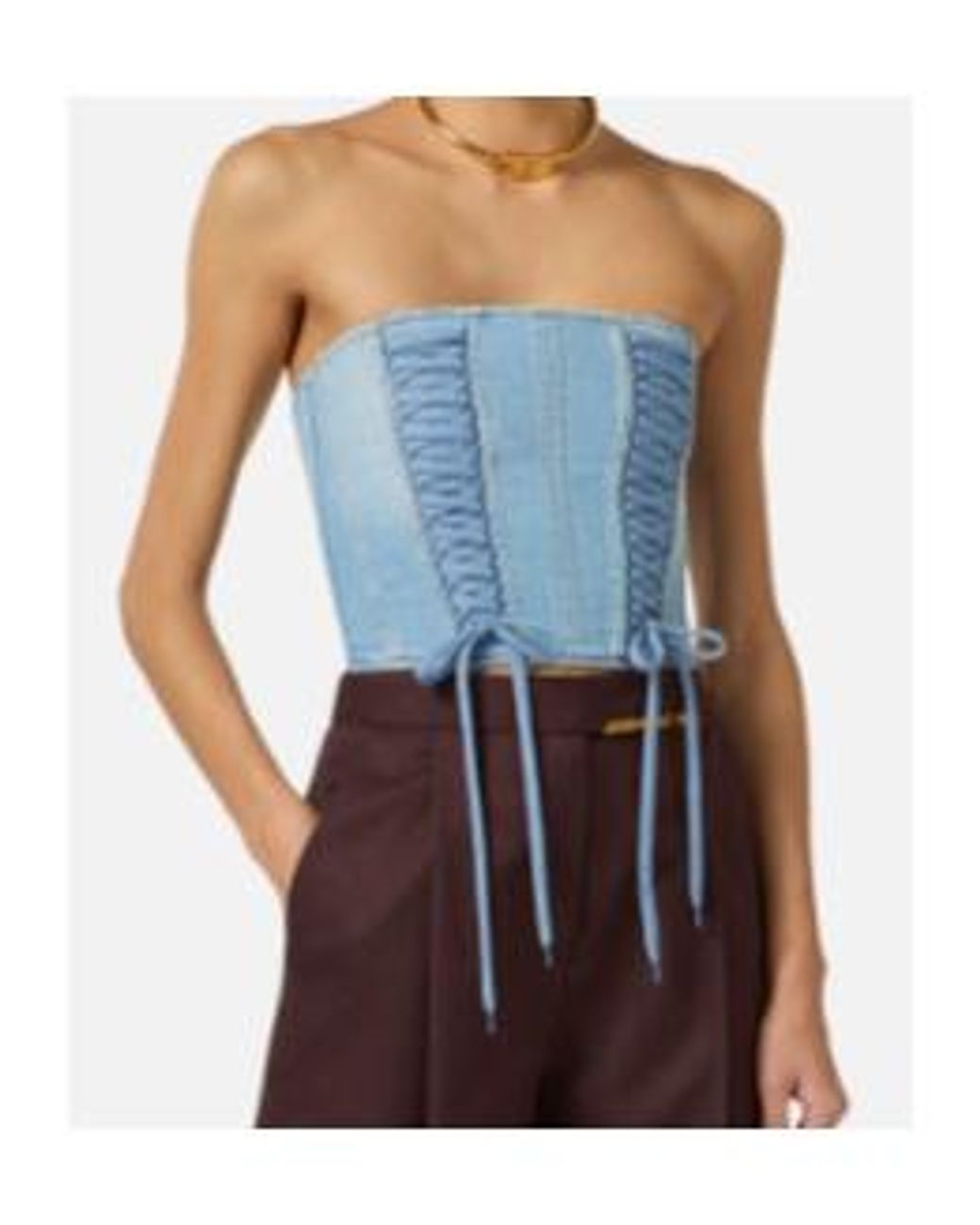 Elisabetta Franchi Blue Denim Bustier Top