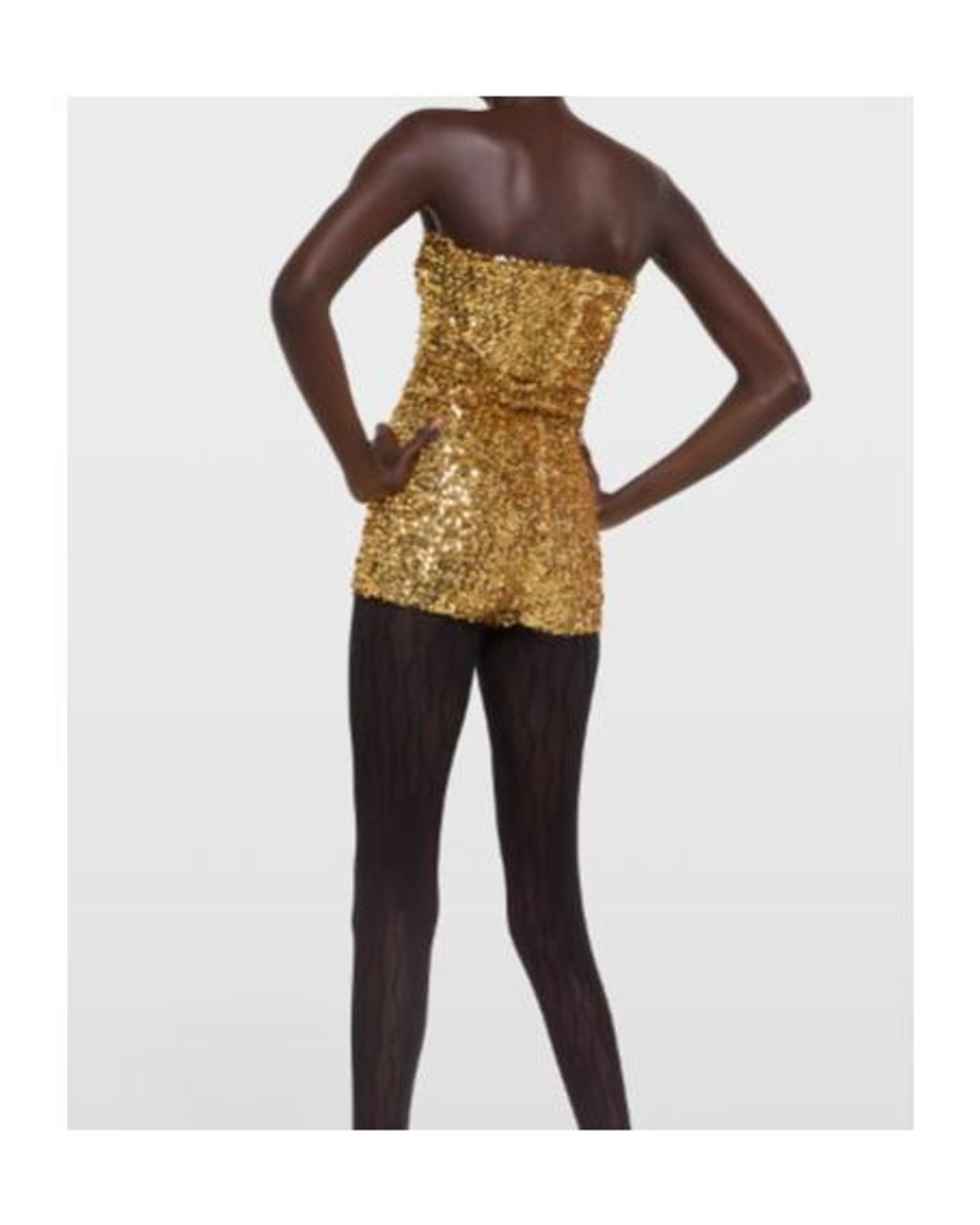 Gucci Metallic Embroidered Sequin Elastic Fabric Jumpsuit