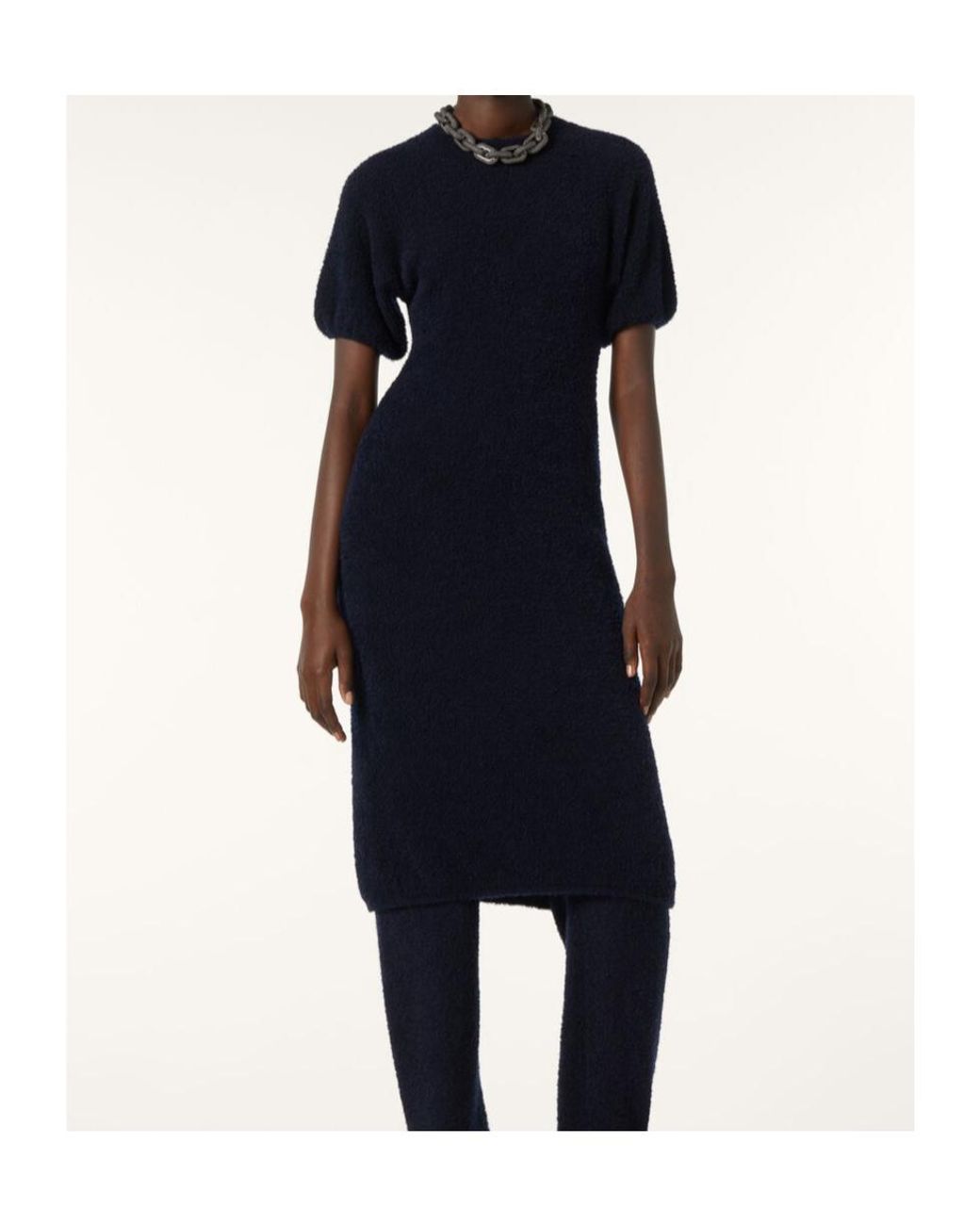 Loro Piana Blue Bubble Sleeve Knitted Dress