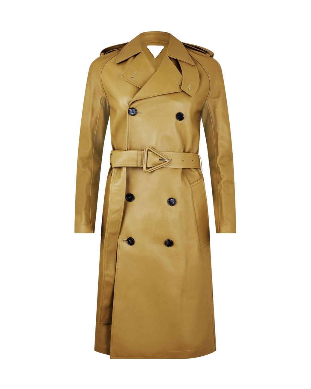 Bottega Veneta Natural Doublebreasted Leather Trench Coat