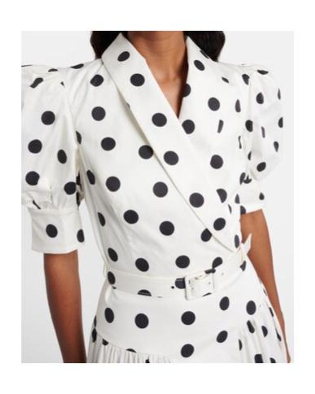 Rebecca Vallance White Maisie Polka-Dot Cotton-Blend Midi Dress