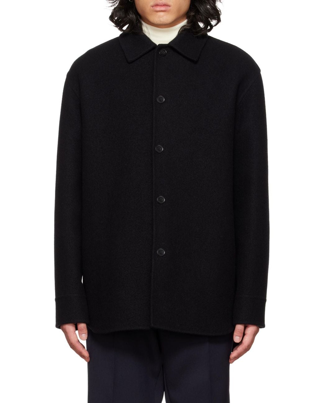 Jil Sander Black Long-Sleeved Buttoned Overshirt for men