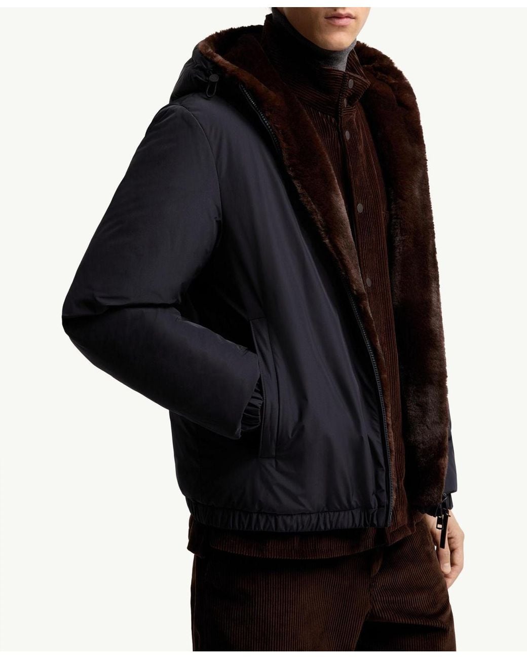 Moncler Blue Zambood Hooded Short Down Jacket for men