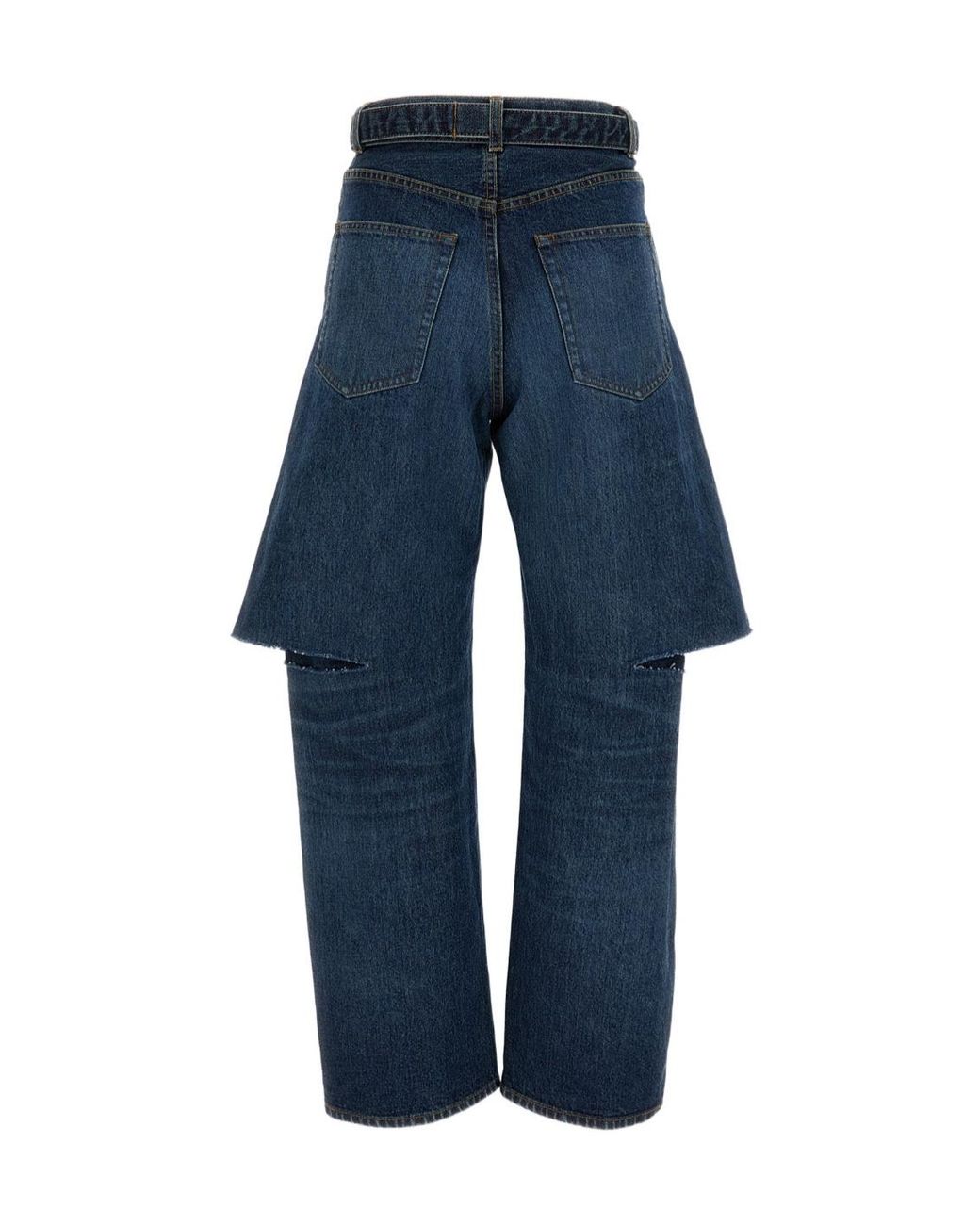 Sacai Blue Belted Layered Jeans