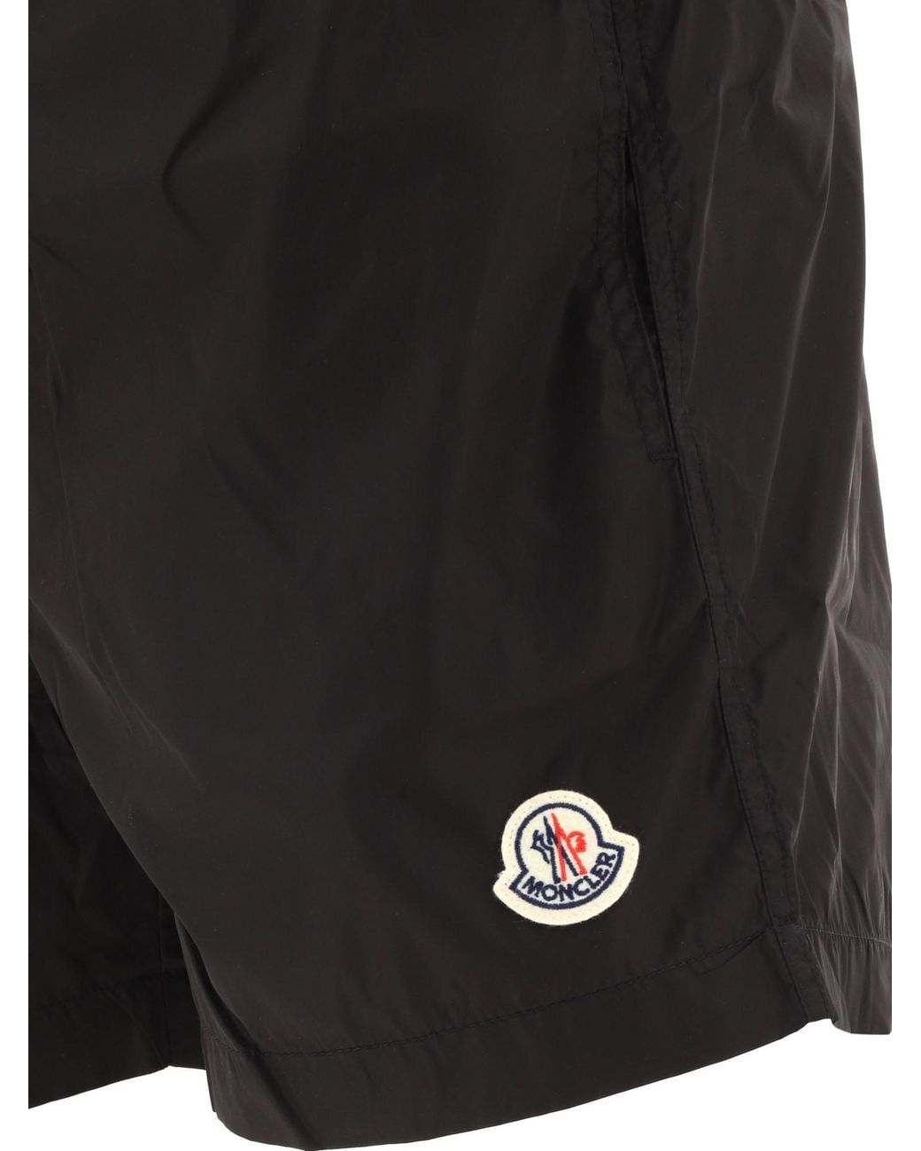 Moncler Black Logo Patch Drawstring Swim Shorts for men