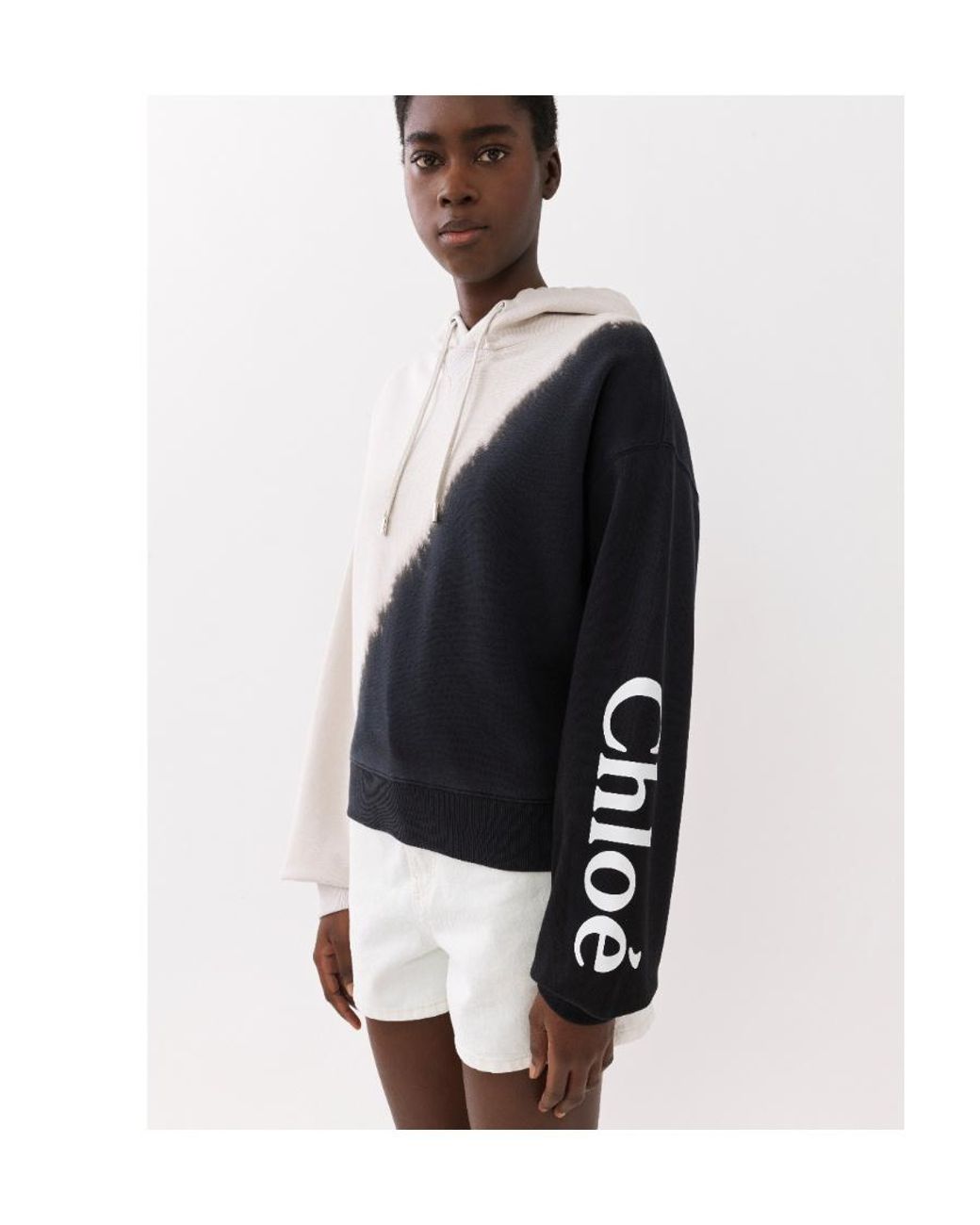 Chloé Blue Dip-Dye Cotton-Fleece Hoodie