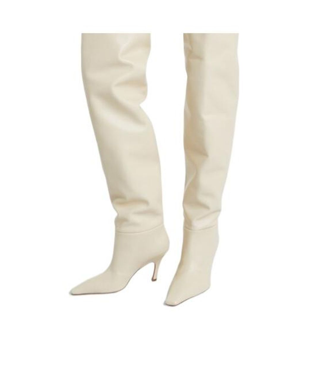 AMINA MUADDI White Leather Over-The-Knee Boots