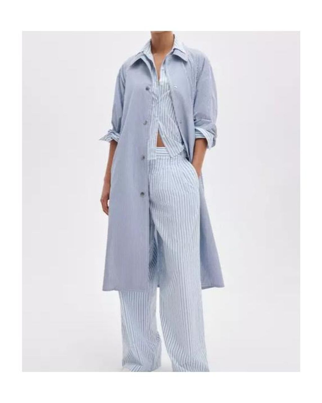 Rag & Bone Blue Striped Button-Front Coat