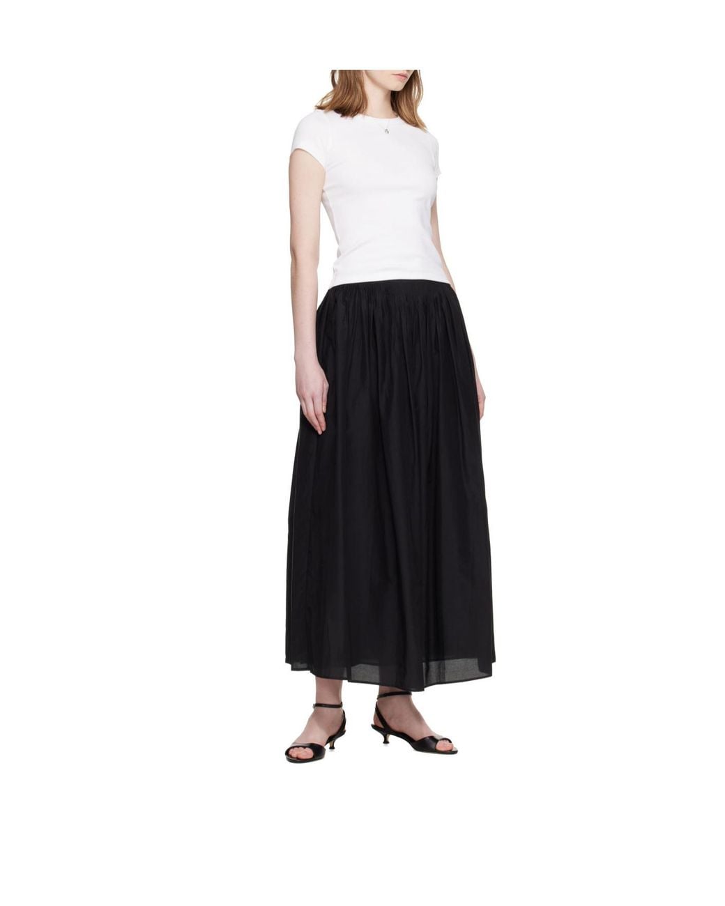 Loulou de Saison Black Naya Flared Midi Skirt