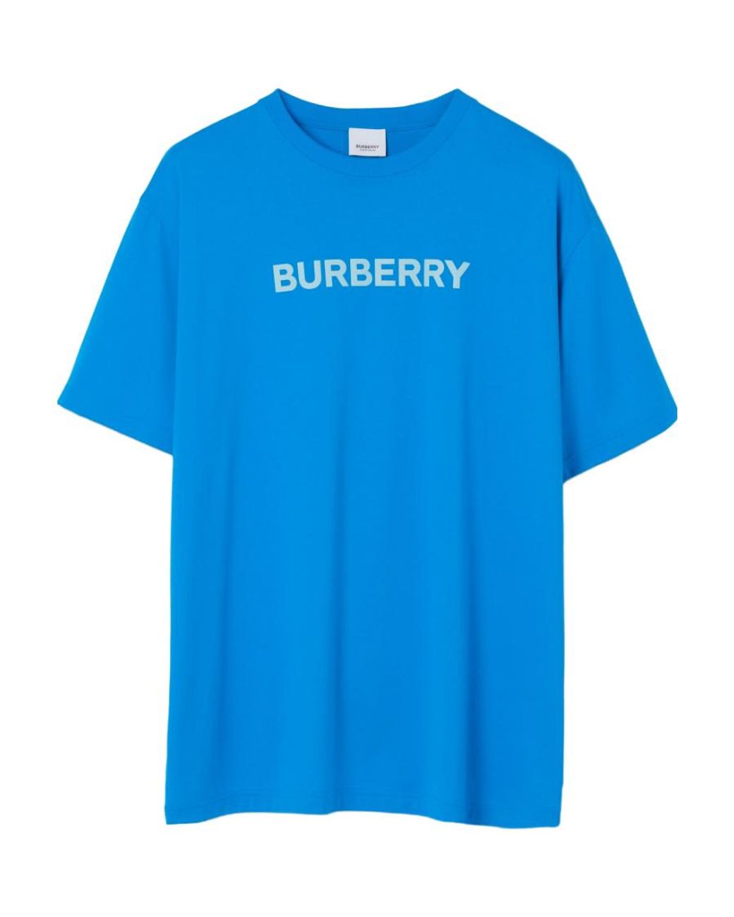 Burberry Blue Logo Printed Crewneck T-Shirt for men