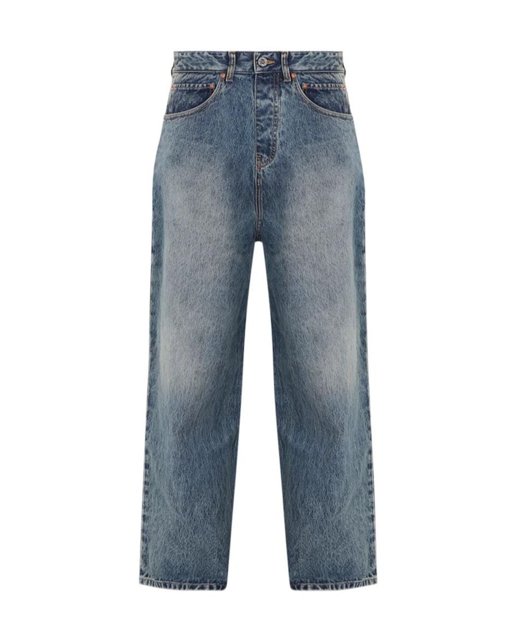 Vetements Blue Distressed V-Yoke Jeans for men