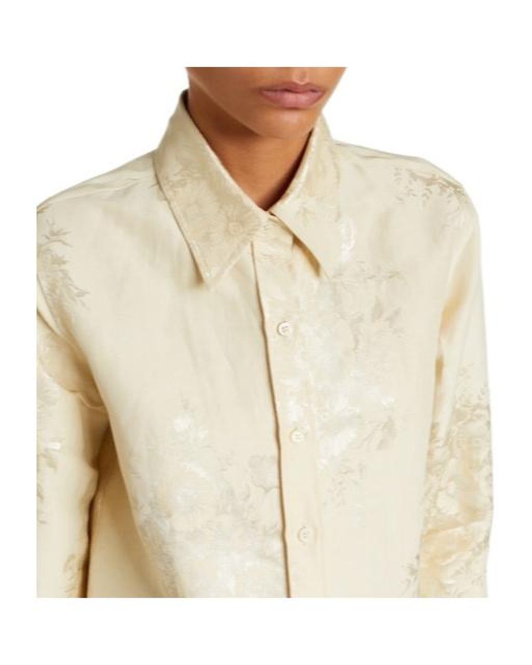 Jil Sander White Floral Jacquard Linen-Blend Shirt