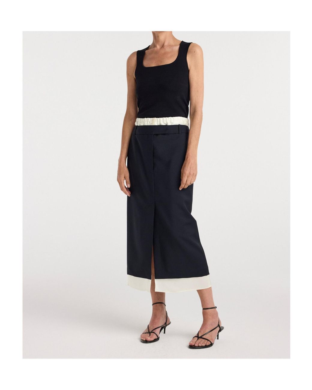 Rohe Black Contrast-Trim Midi Skirt