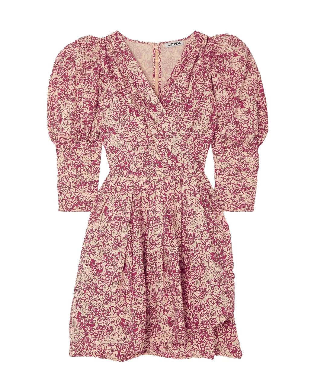 BATSHEVA Pink Izra Floral-Print Cotton-Poplin Mini Dress