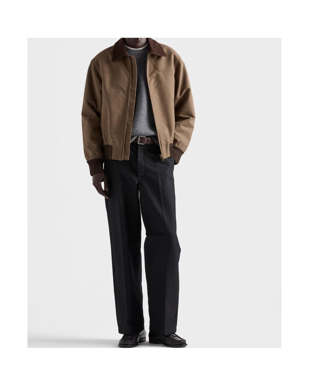 Prada Brown Ribbed Hem Blouson Jacket for men