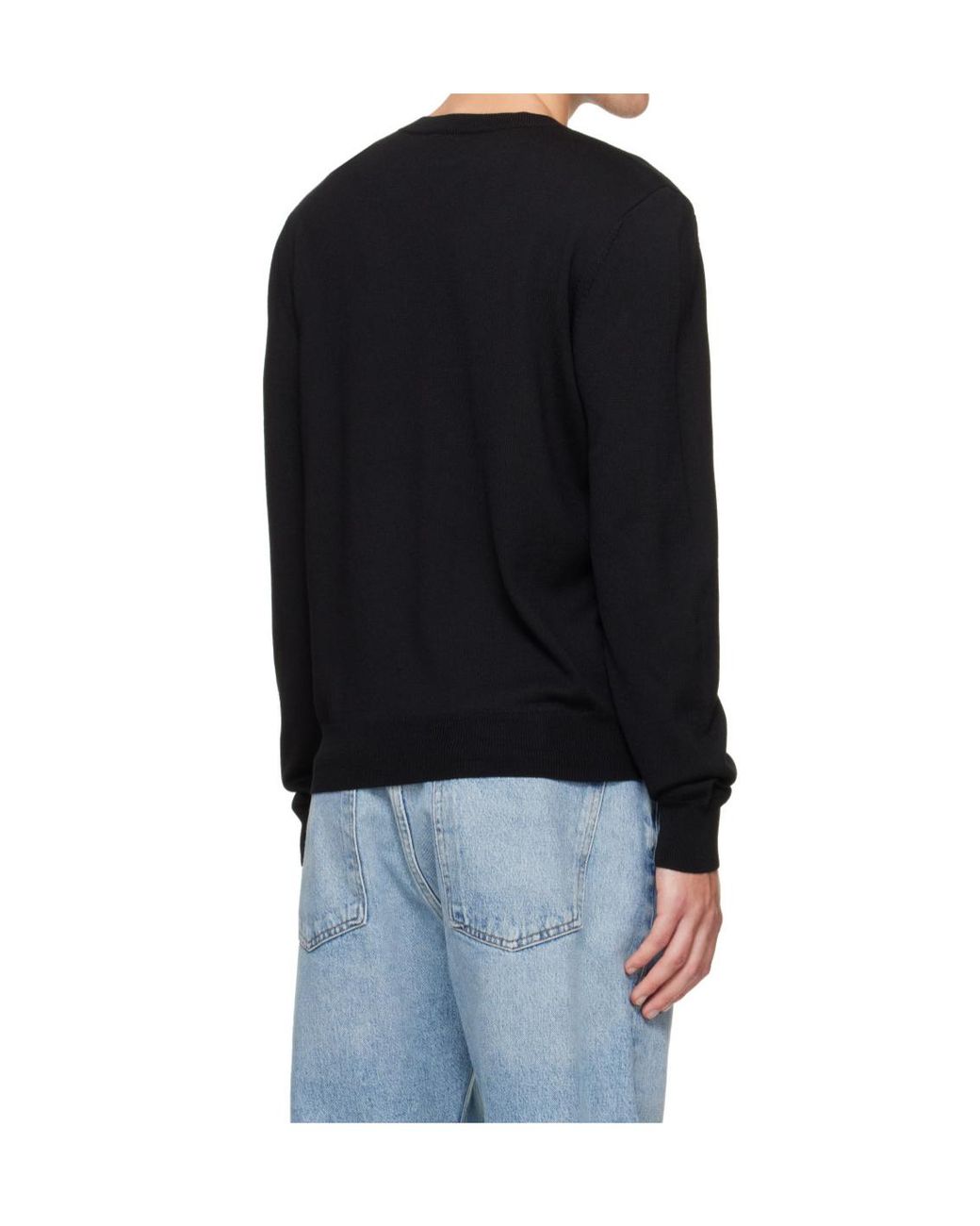 A.P.C. Black Matthieu Logo-Print Crew-Neck Sweater for men