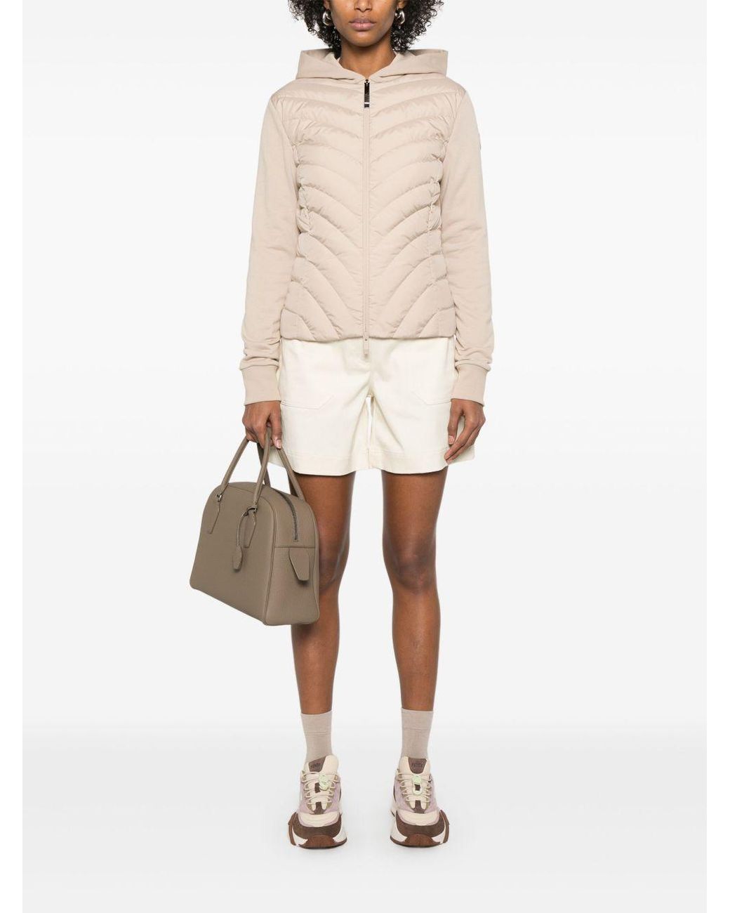 Moncler Natural Padded Diagonal-Quilted Zip-Up Jacket