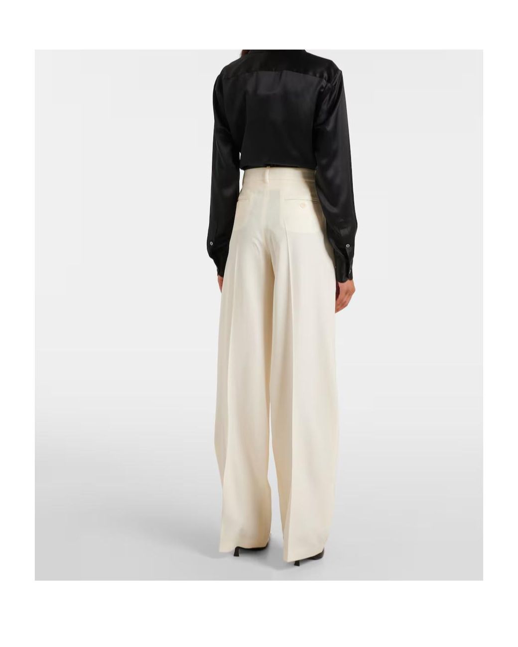 Magda Butrym White Wool And Silk Wide-Leg Pants