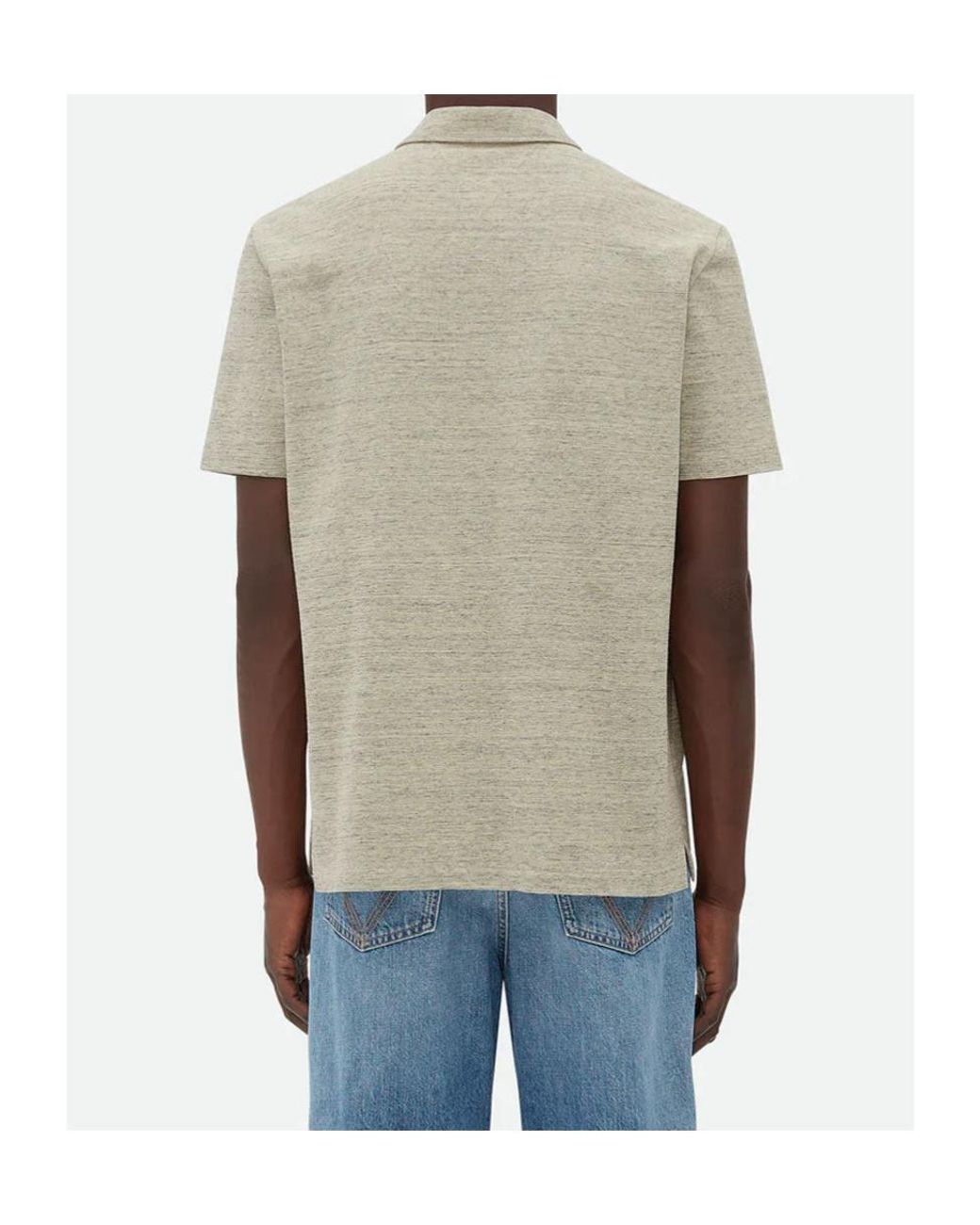 Bottega Veneta White Textured Knit Polo Shirt for men