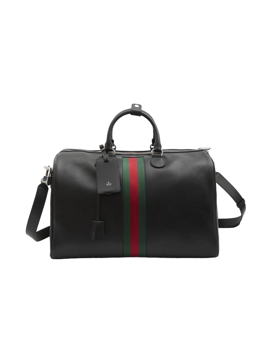 Gucci Black Web Trademark Medium Duffle Bag, Leather for men