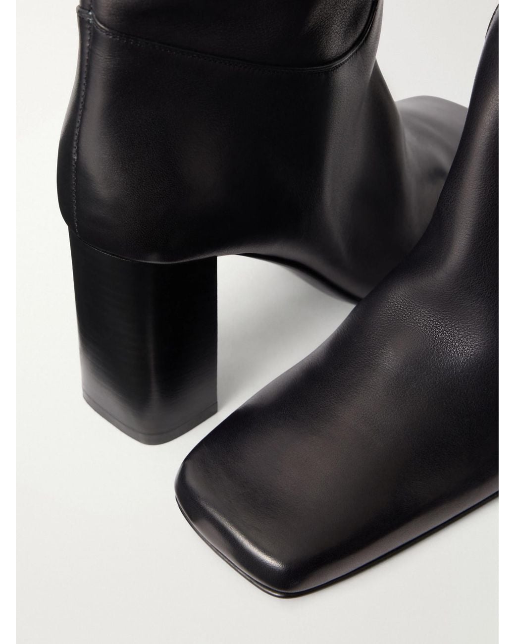 Khaite Black Leather Ankle Boots