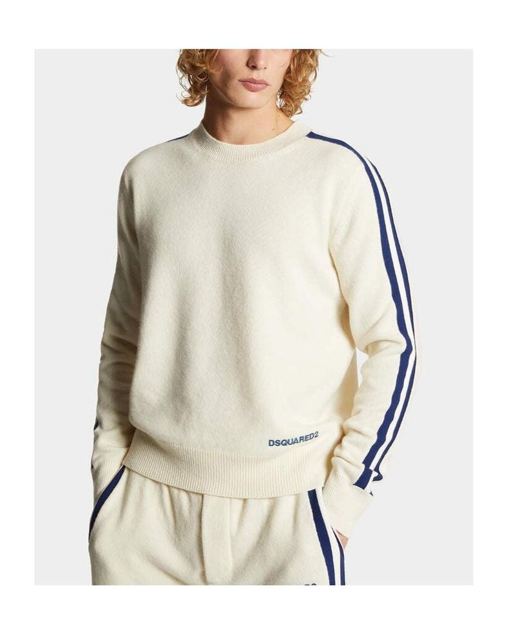DSquared² White Logo Embroidered Crewneck Jumper for men