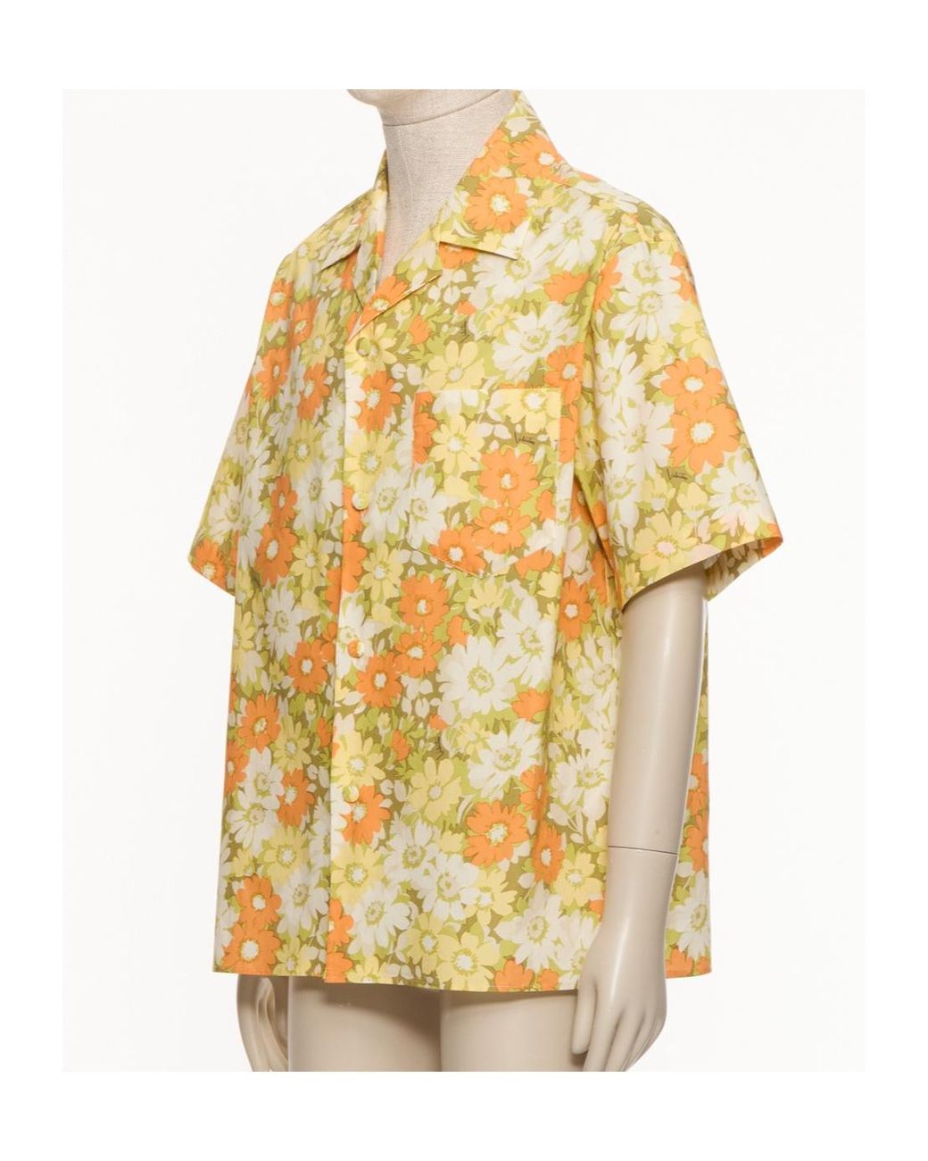 Valentino Metallic Papier Floral Printed Bowling Shirt for men