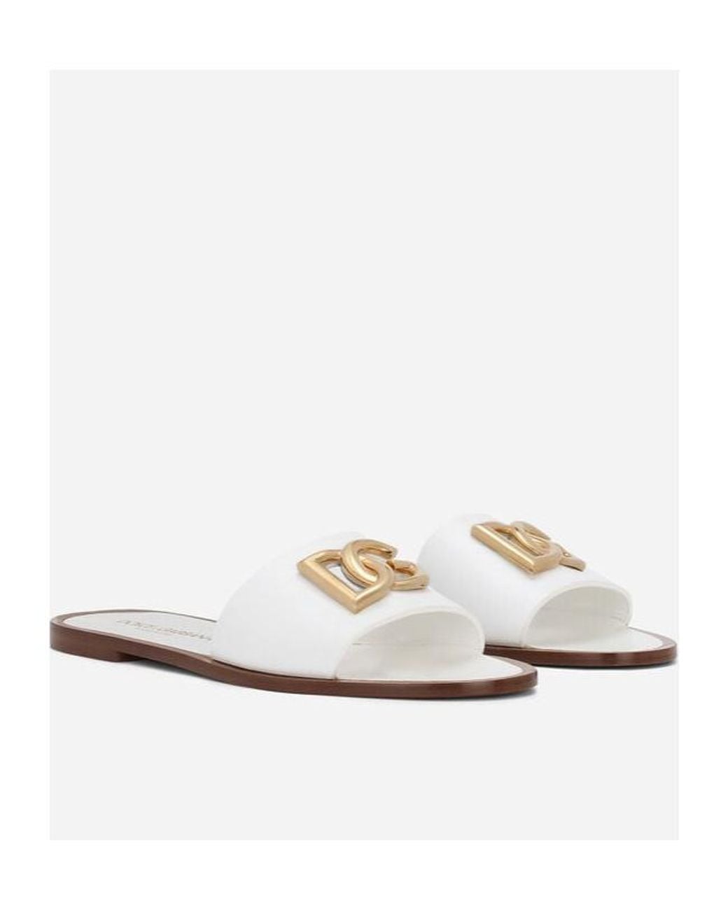 Dolce & Gabbana White Dg Logo Lettering Sliders