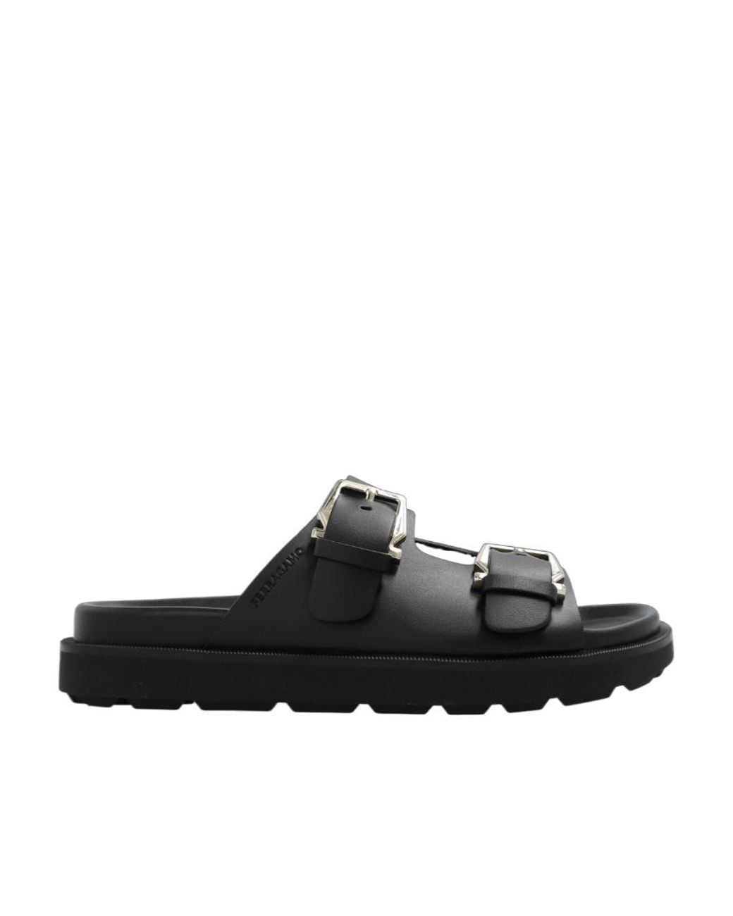 Ferragamo Black Logo Slippers