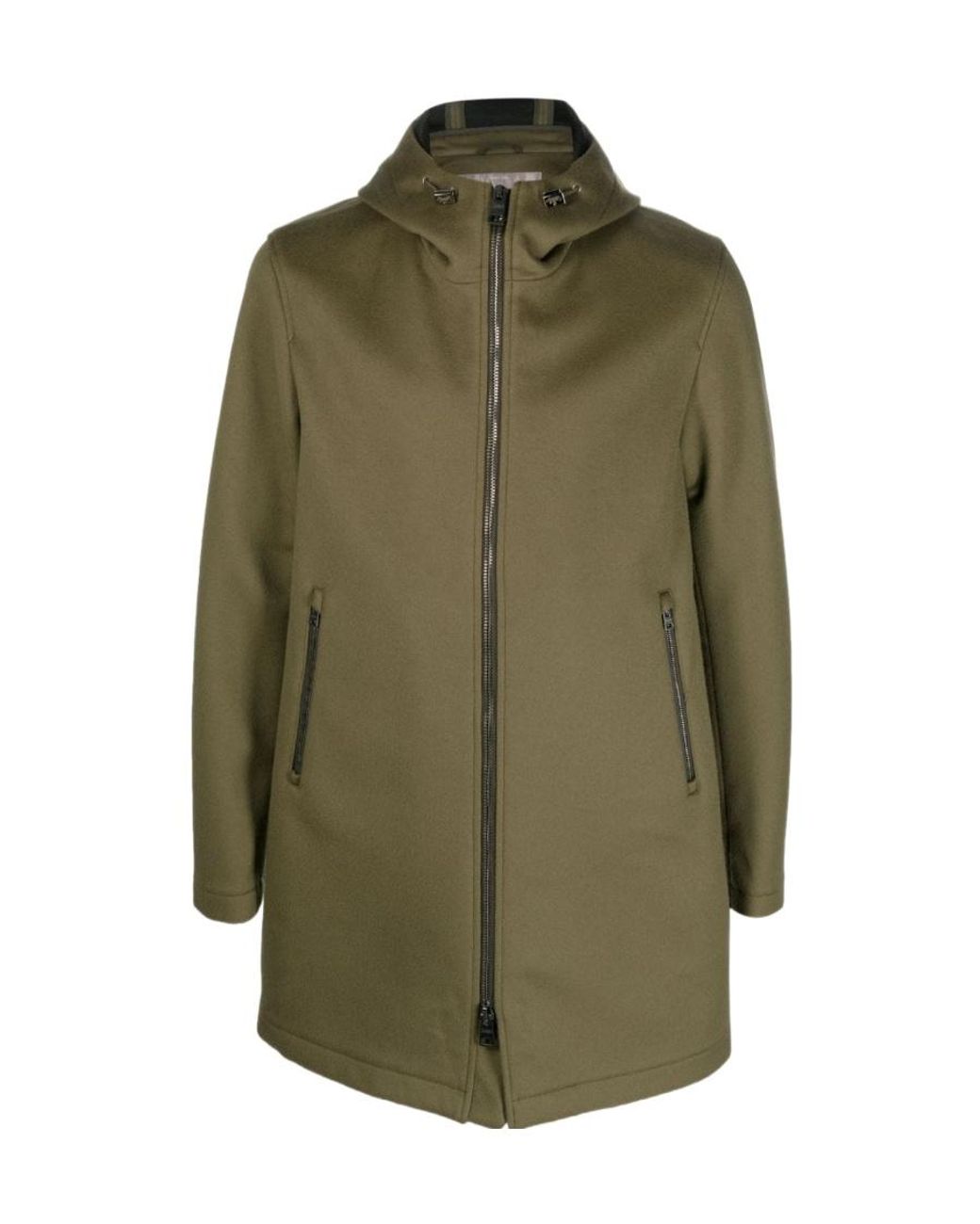 Herno Green Zip-Up Hooded Coat for men