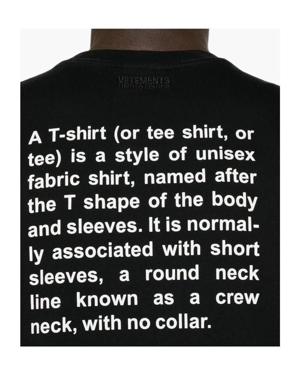 Vetements Black Short-Sleeved Crewneck T-Shirt for men