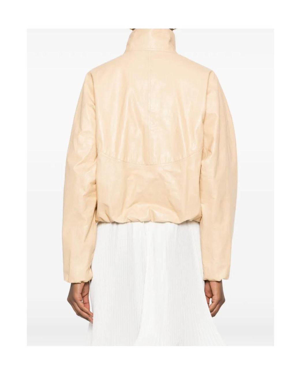 Alaïa Natural Alaïa High-Neck Leather Jacket