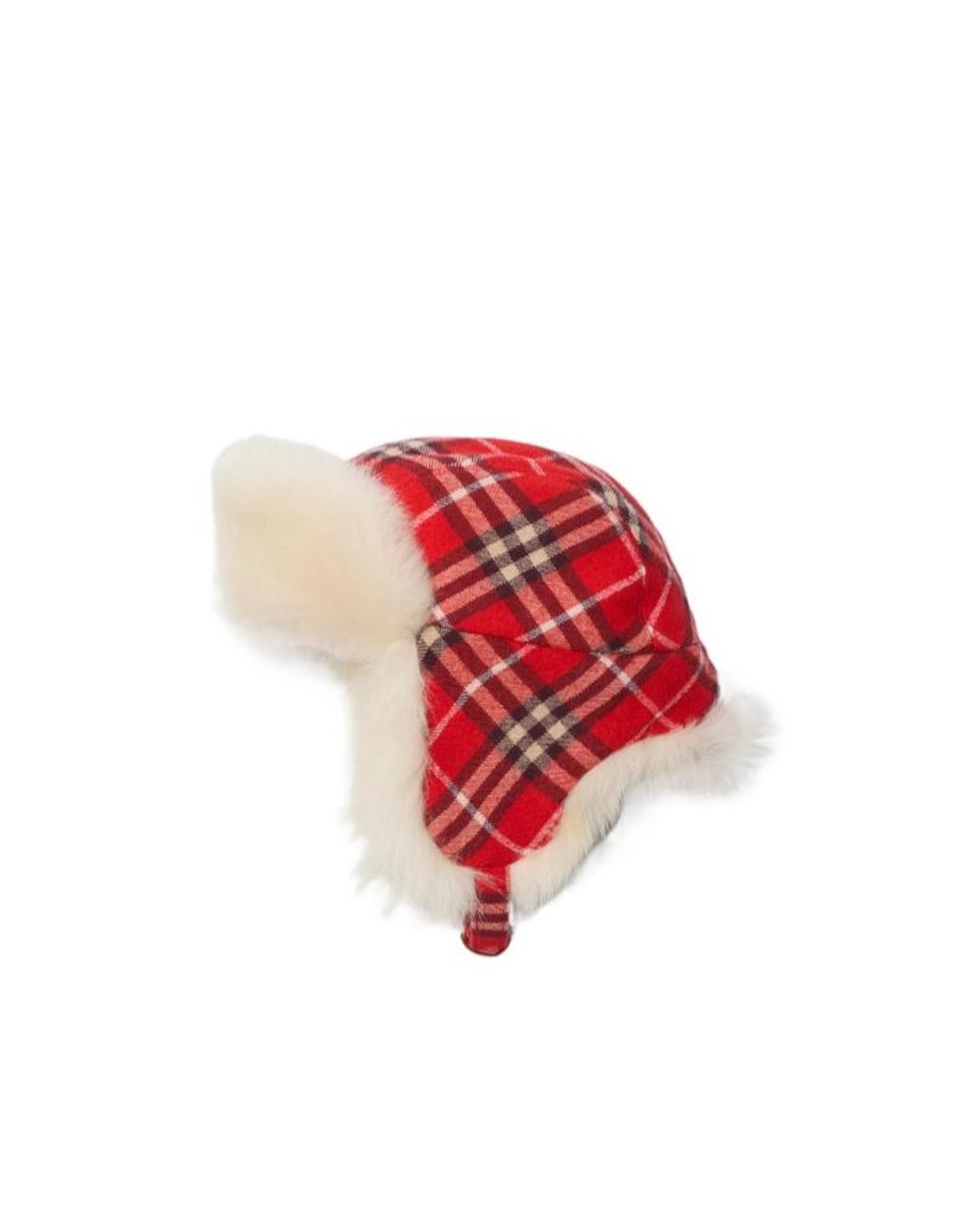 Burberry Red Check Wool Trapper Hat
