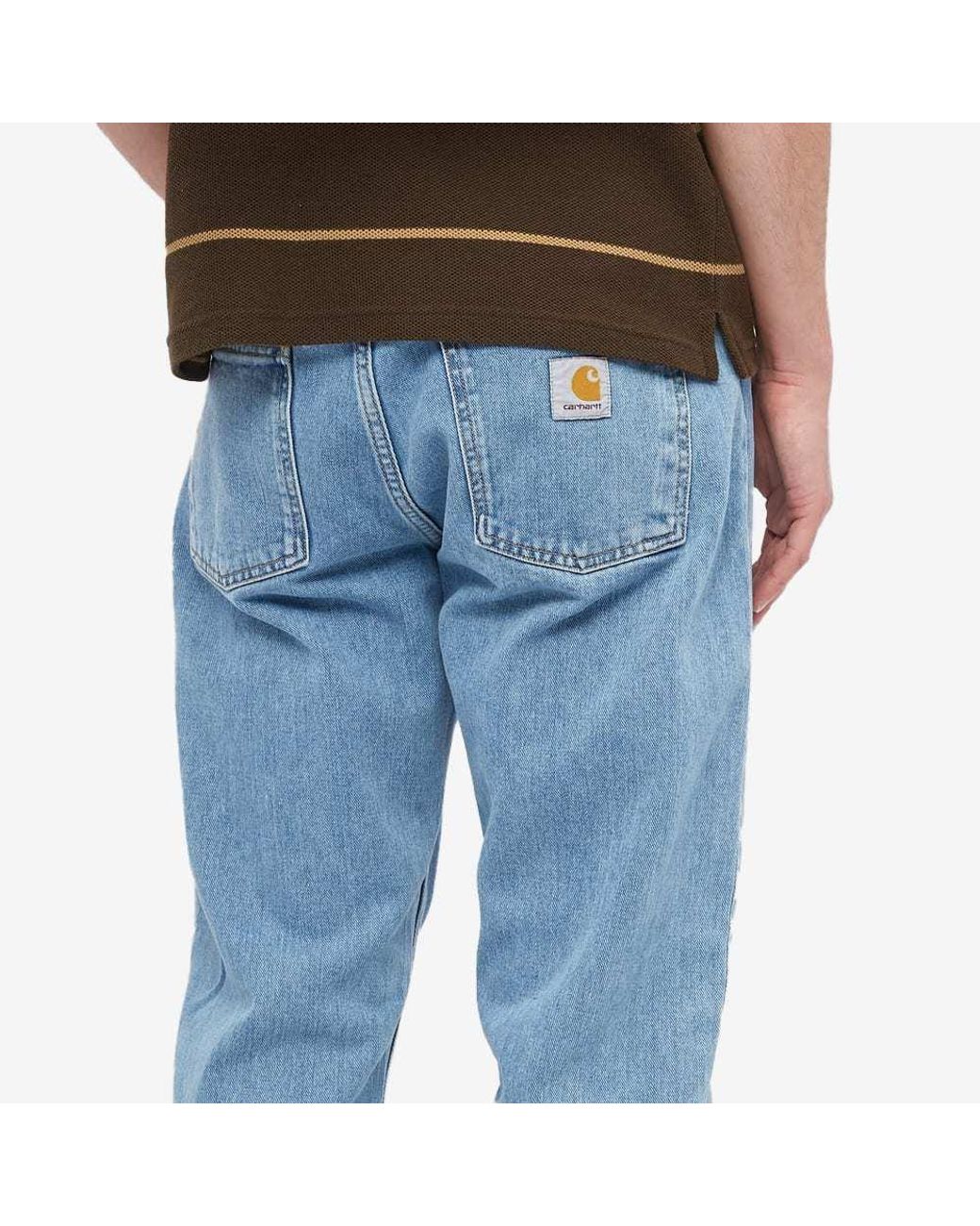 Carhartt Blue Newel Logo-Patch Straight-Leg Jeans for men