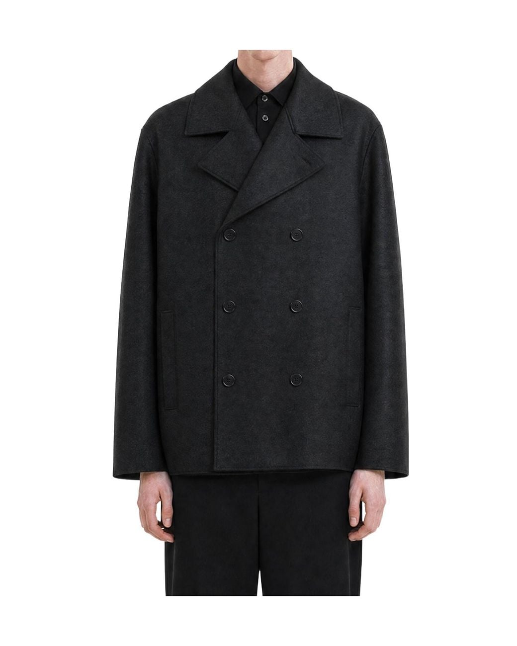 Harris Wharf London Black Double-Breasted Coat for men