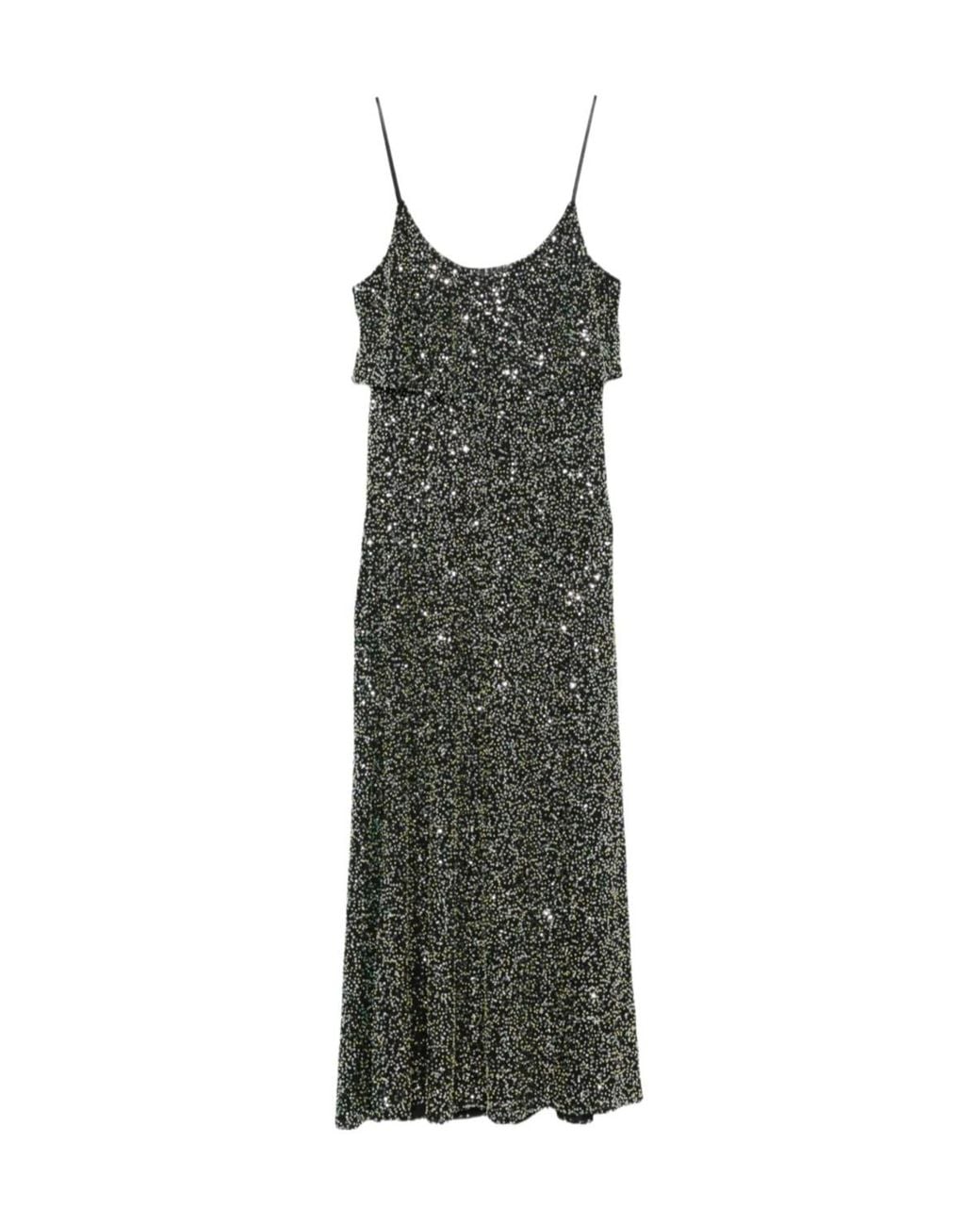 Rabanne Green Sequin-Layered Midi Dress