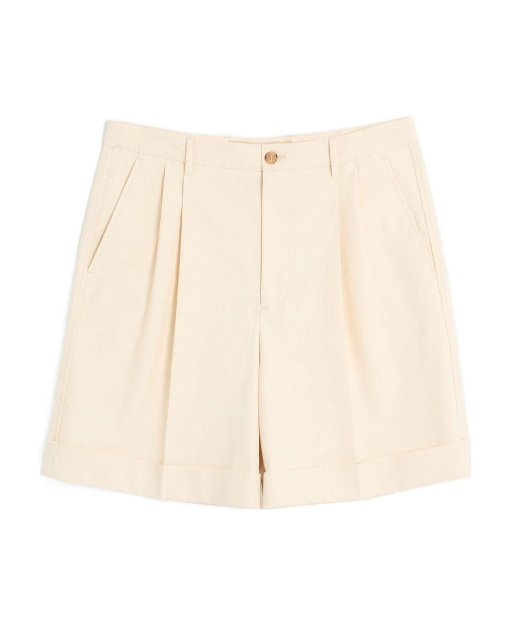 Valentino Natural Cotton Canvas Cuffed Bermuda Shorts for men