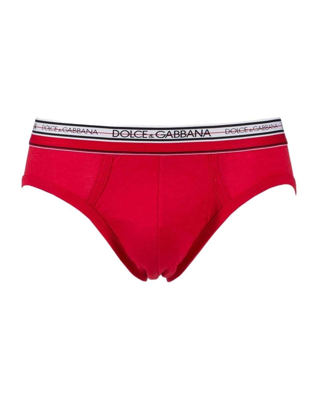 Dolce & Gabbana Red Elastic Waist Briefs for men