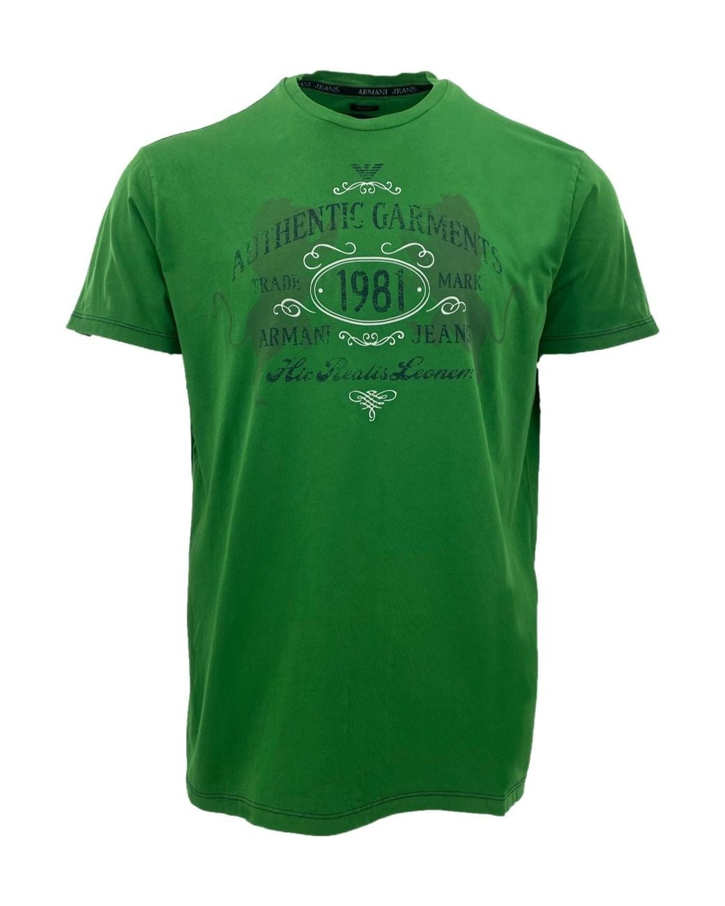 Armani Jeans Green Item O-Neck Short-Sleeved T-Shirt for men