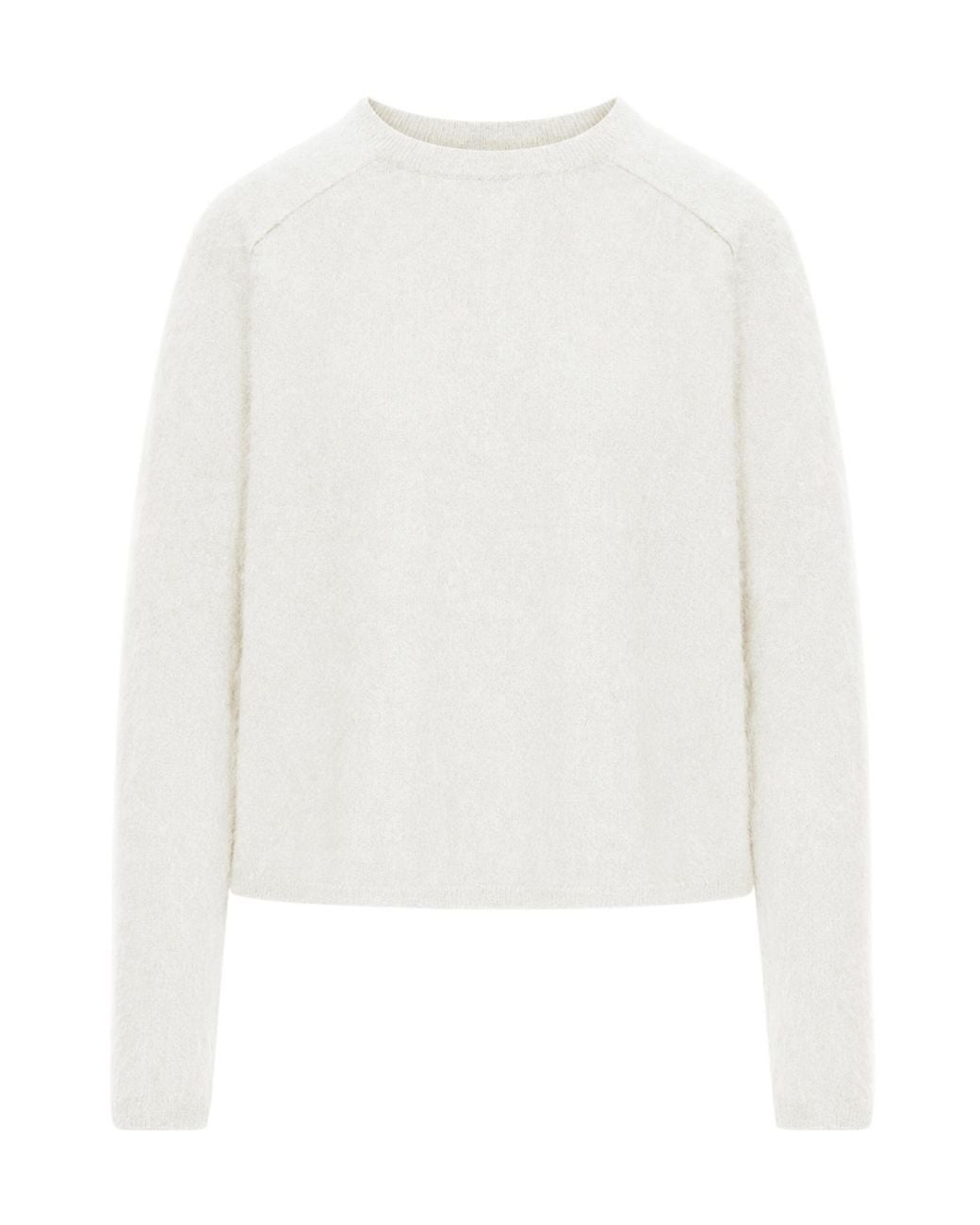 Lisa Yang White Cropped Crew Neck Knitted Sweater