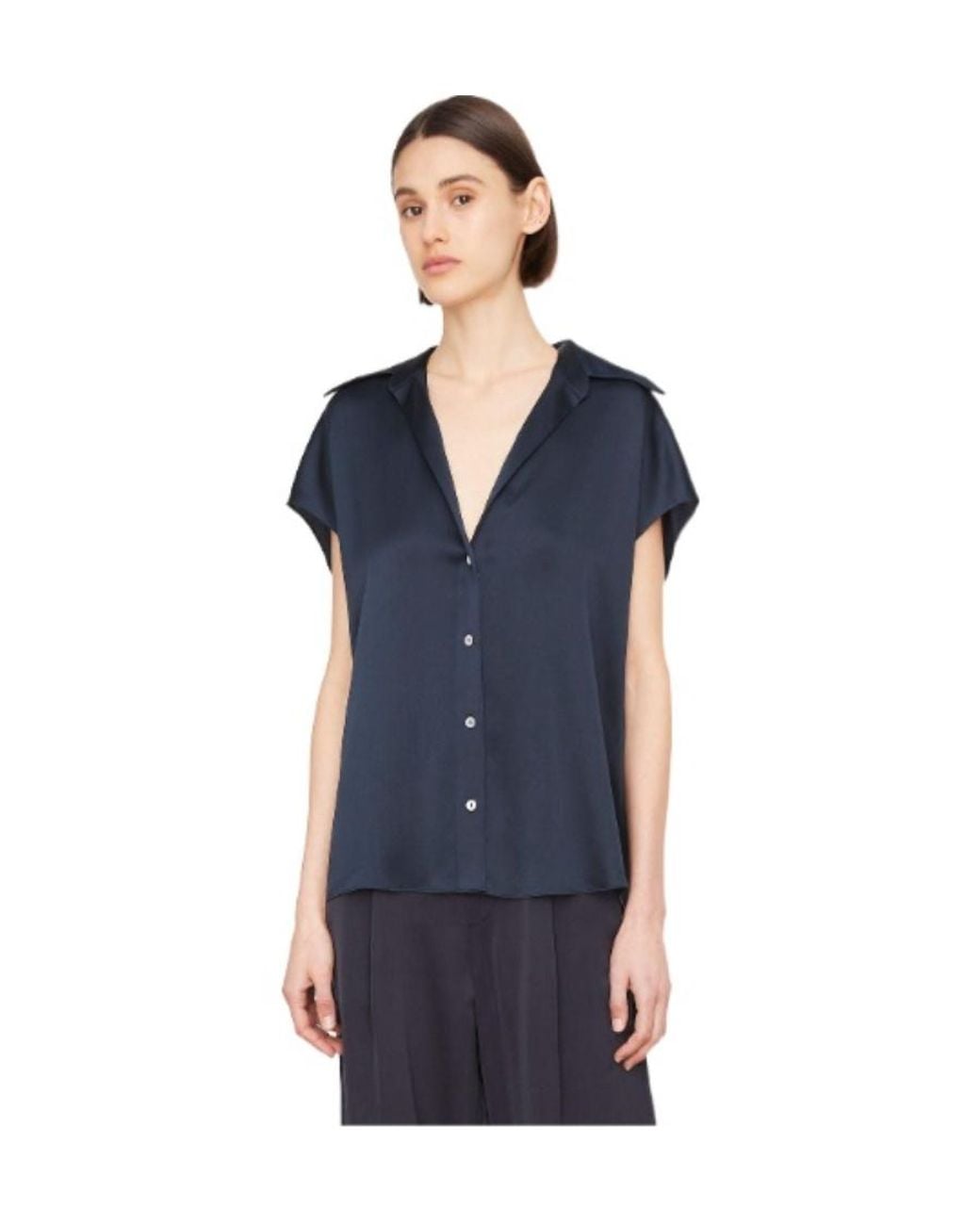 Vince Black Button-Up Blouse