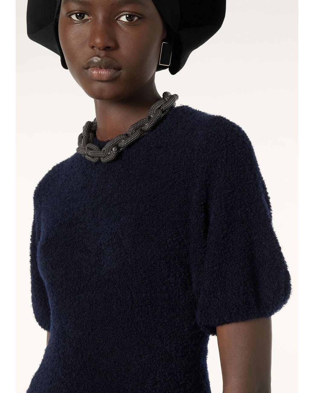 Loro Piana Blue Bubble Sleeve Knitted Dress