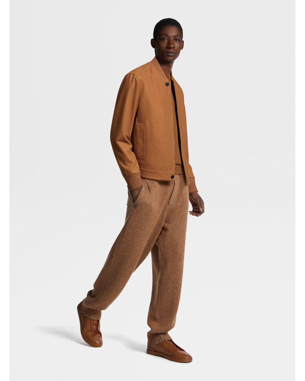 Zegna Brown Oasi Cashmere Bomber Jacket for men