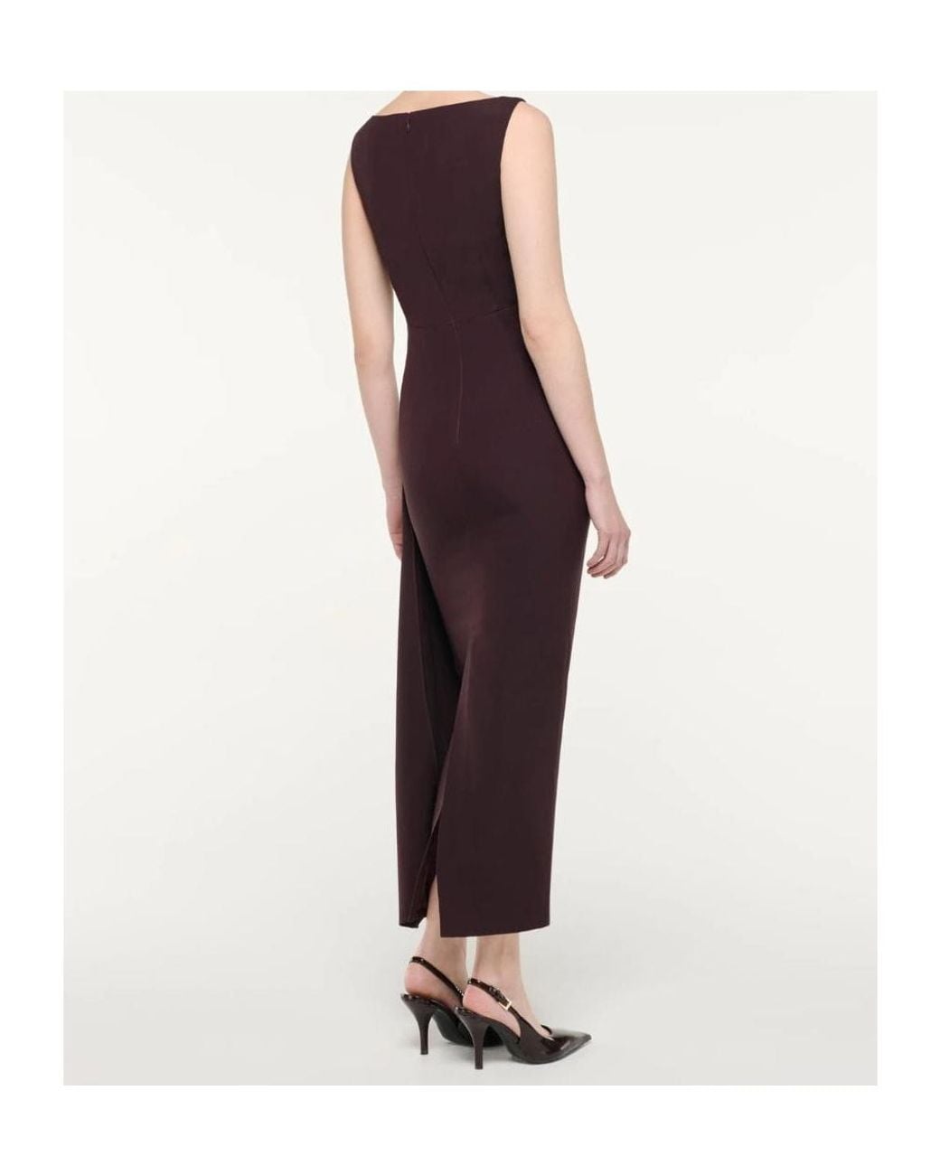 Roland Mouret Purple Draped Sleeveless Midi Dress