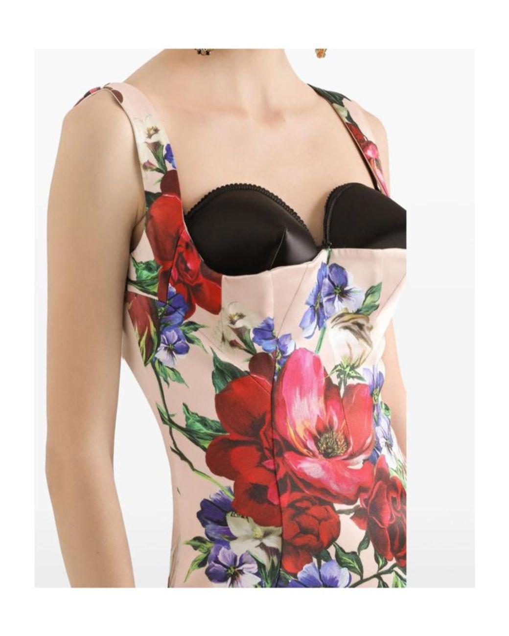 Dolce & Gabbana White Floral Printed Sleeveless Midi Dress