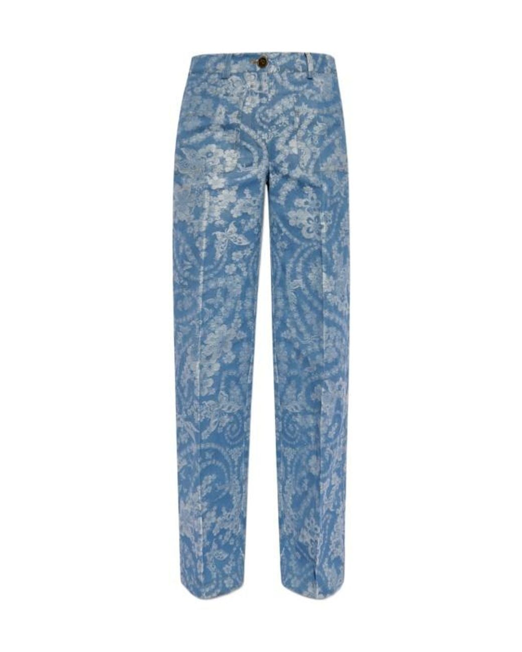 Etro Blue Floral Printed Trousers